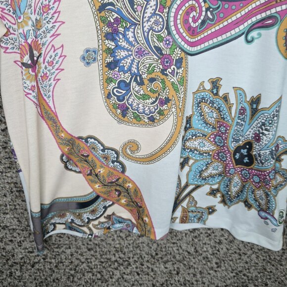 Desigual Top Womens Medium Blue Paisley Print Semi Sheer Tee Casual Ladies - Picture 5 of 7